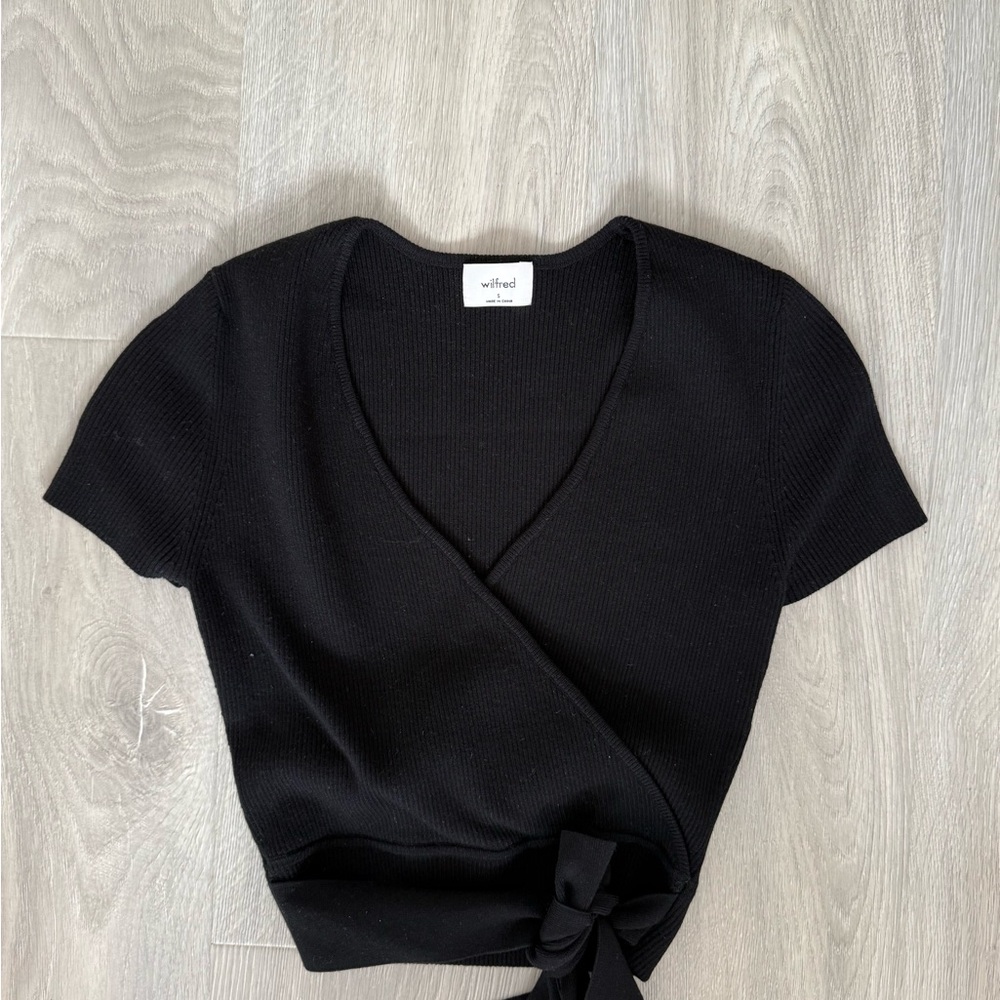 Wilfred Elegant Black Wrap Blouse